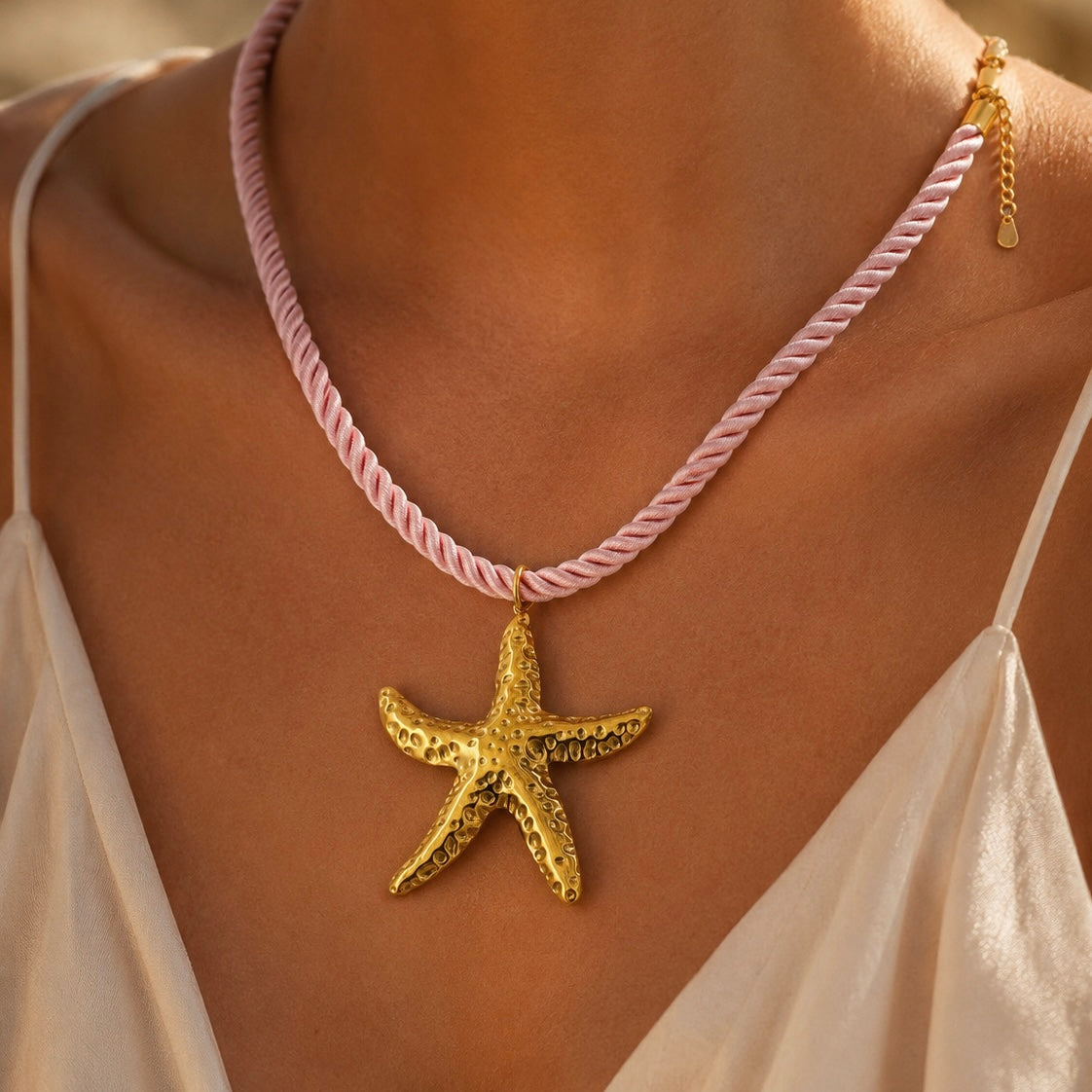Golden Starfish Rope Necklace