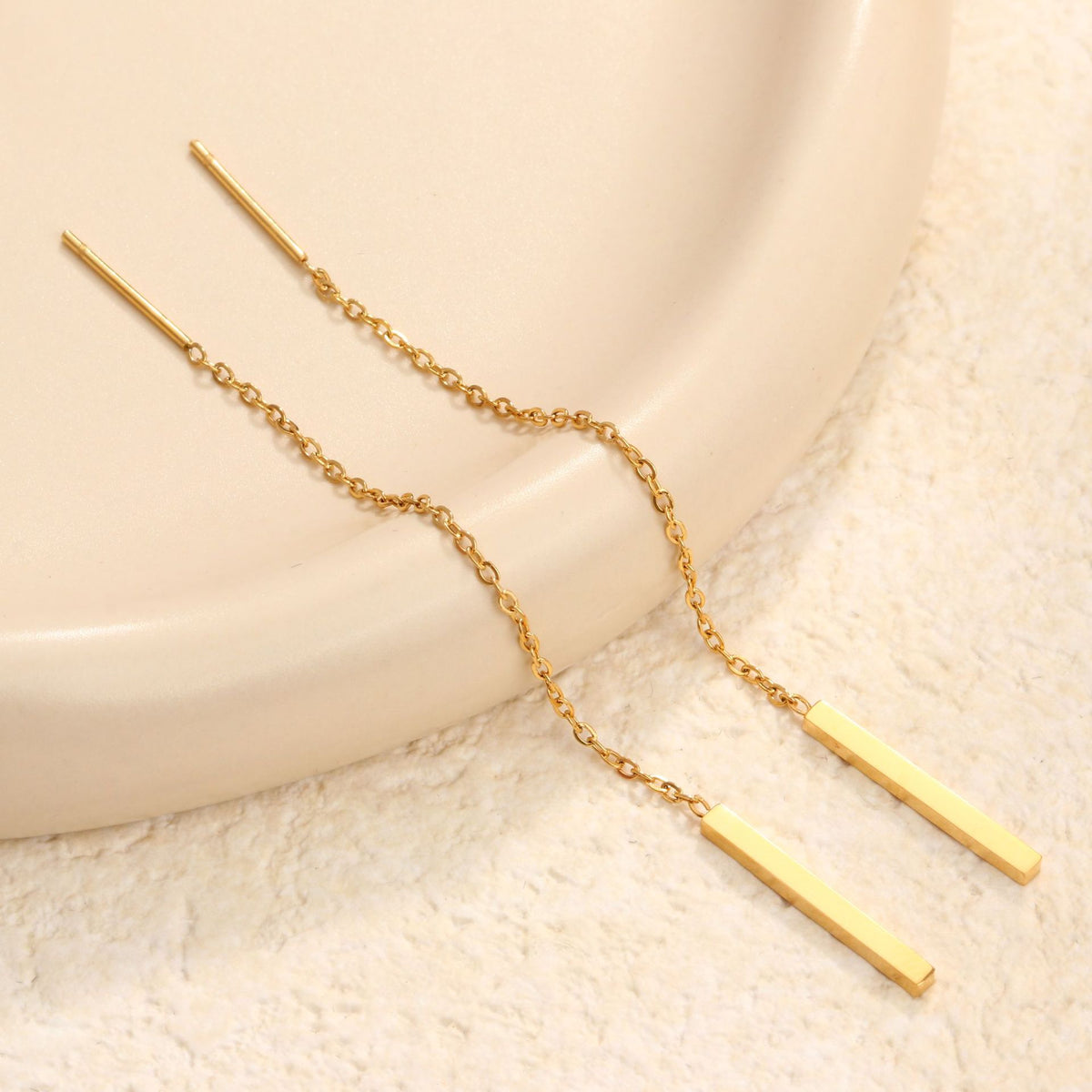Minimalist Gold Threader Bar Earrings