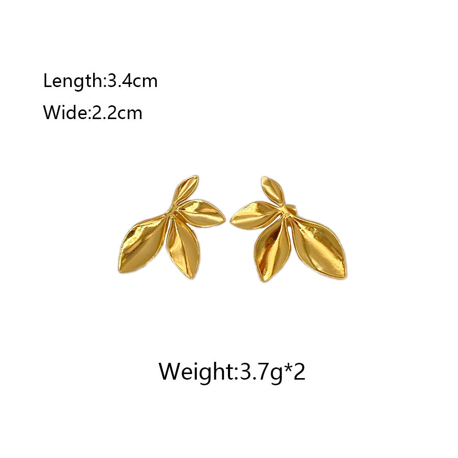 Golden Laurel Leaf Earrings – Modern Luxury