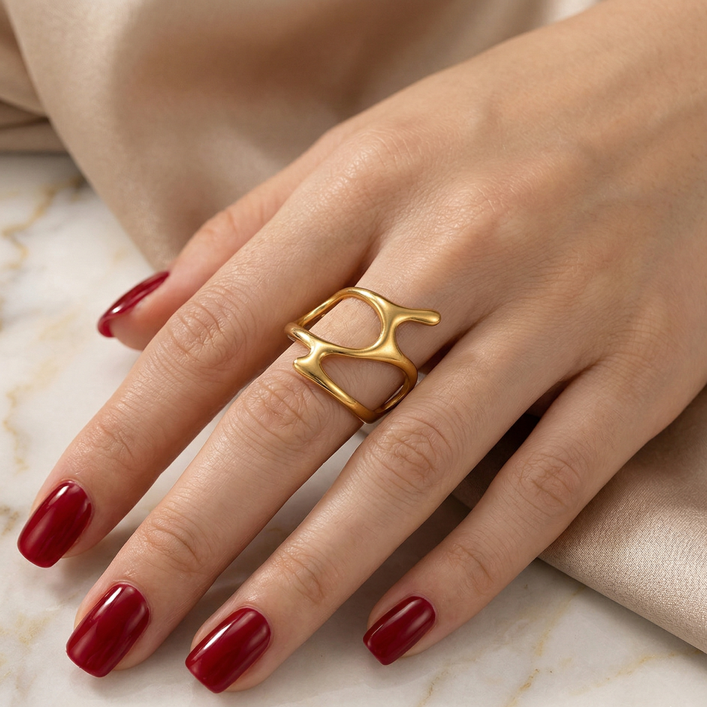 Abstract Coralline Wrap Ring – Golden Reef