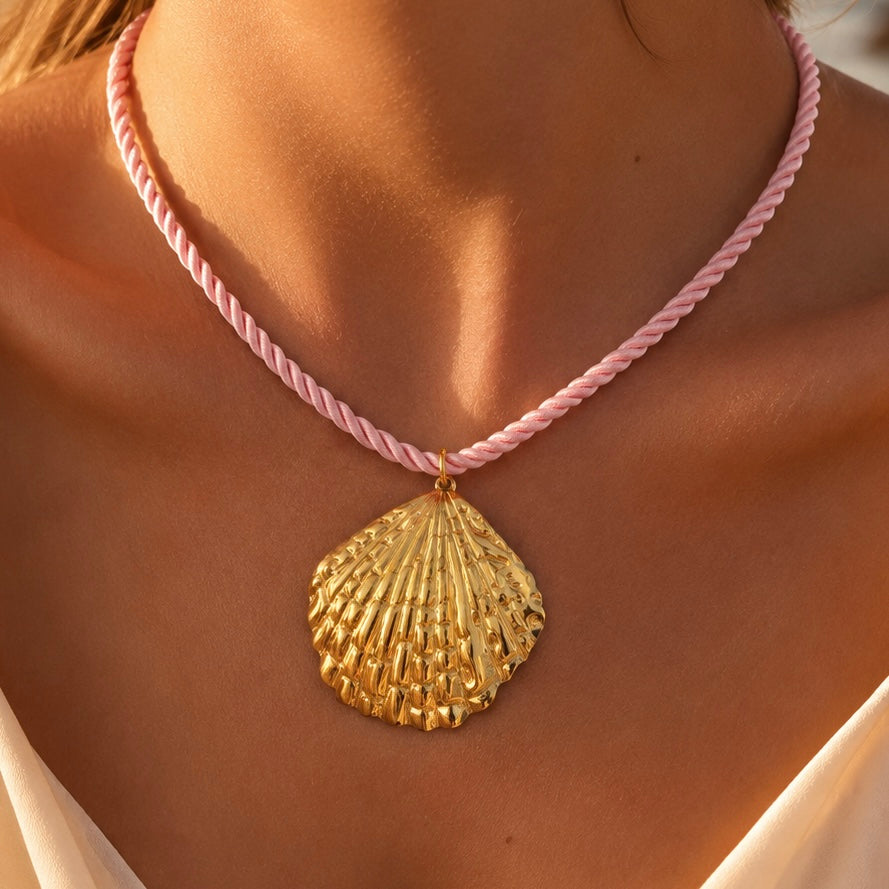 Golden Seashell Rope Necklace