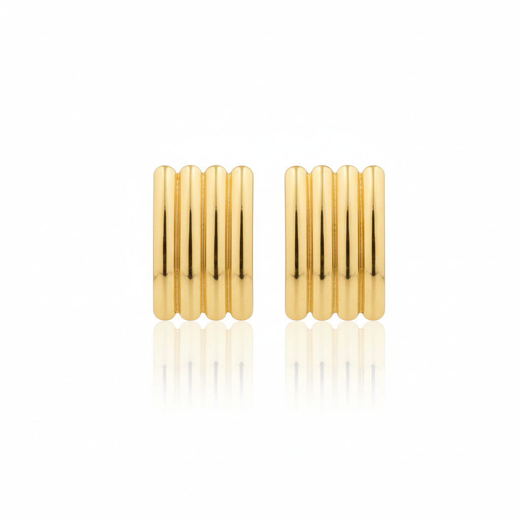 Golden Bar Column Stud Earrings – Stainless Steel