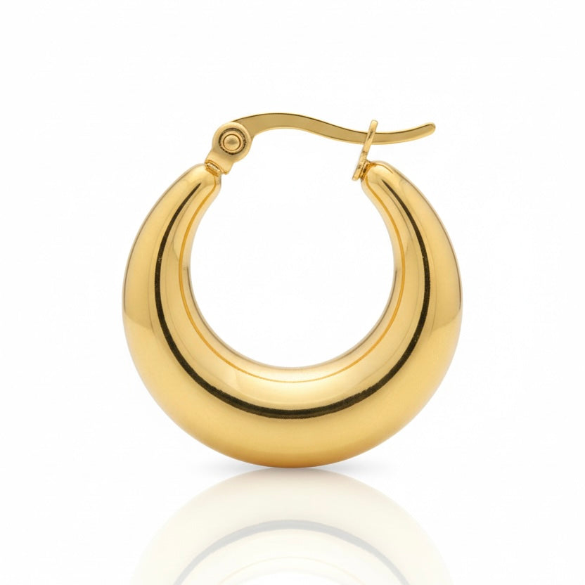 Golden Crescent Hoop Earrings – Stainless Steel