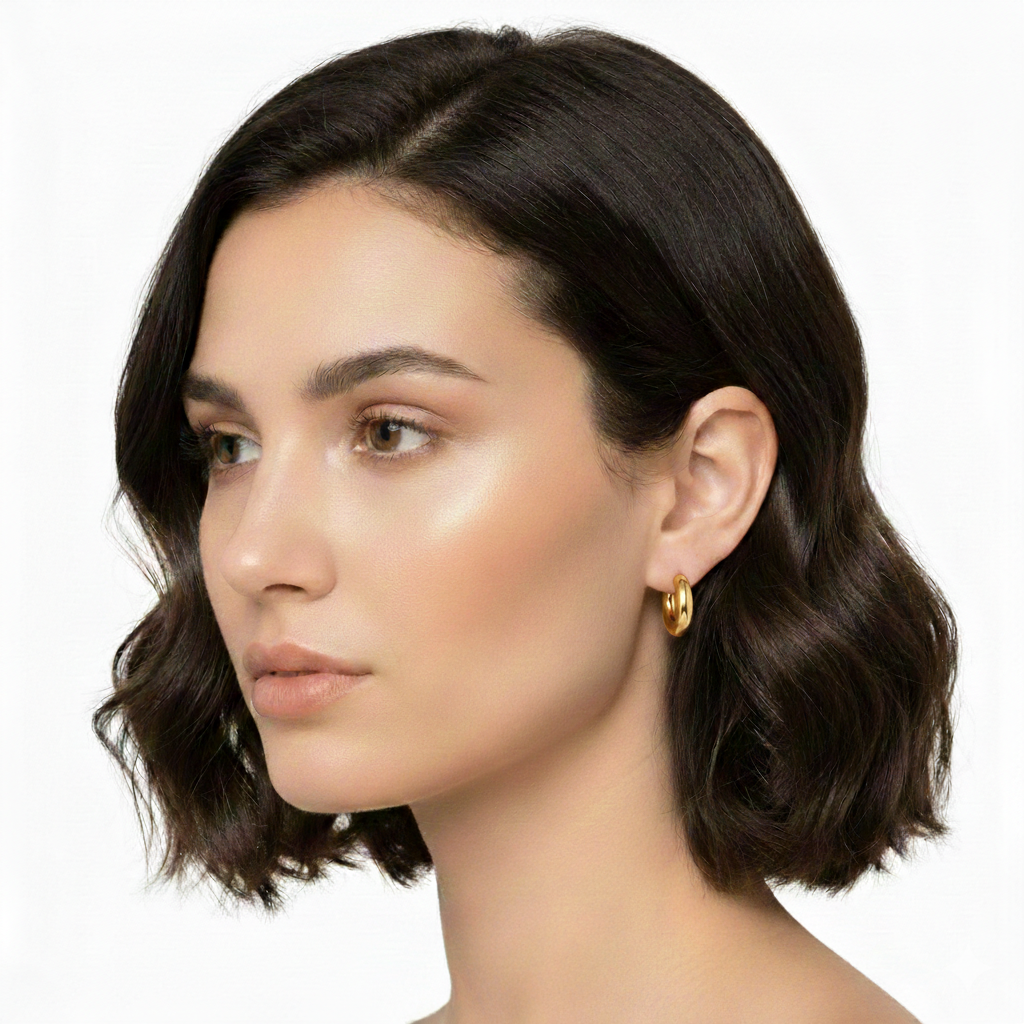 Golden Crescent Hoop Earrings – Stainless Steel