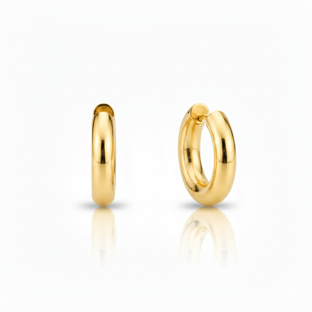 Golden Chunky Hoop Earrings – Stainless Steel