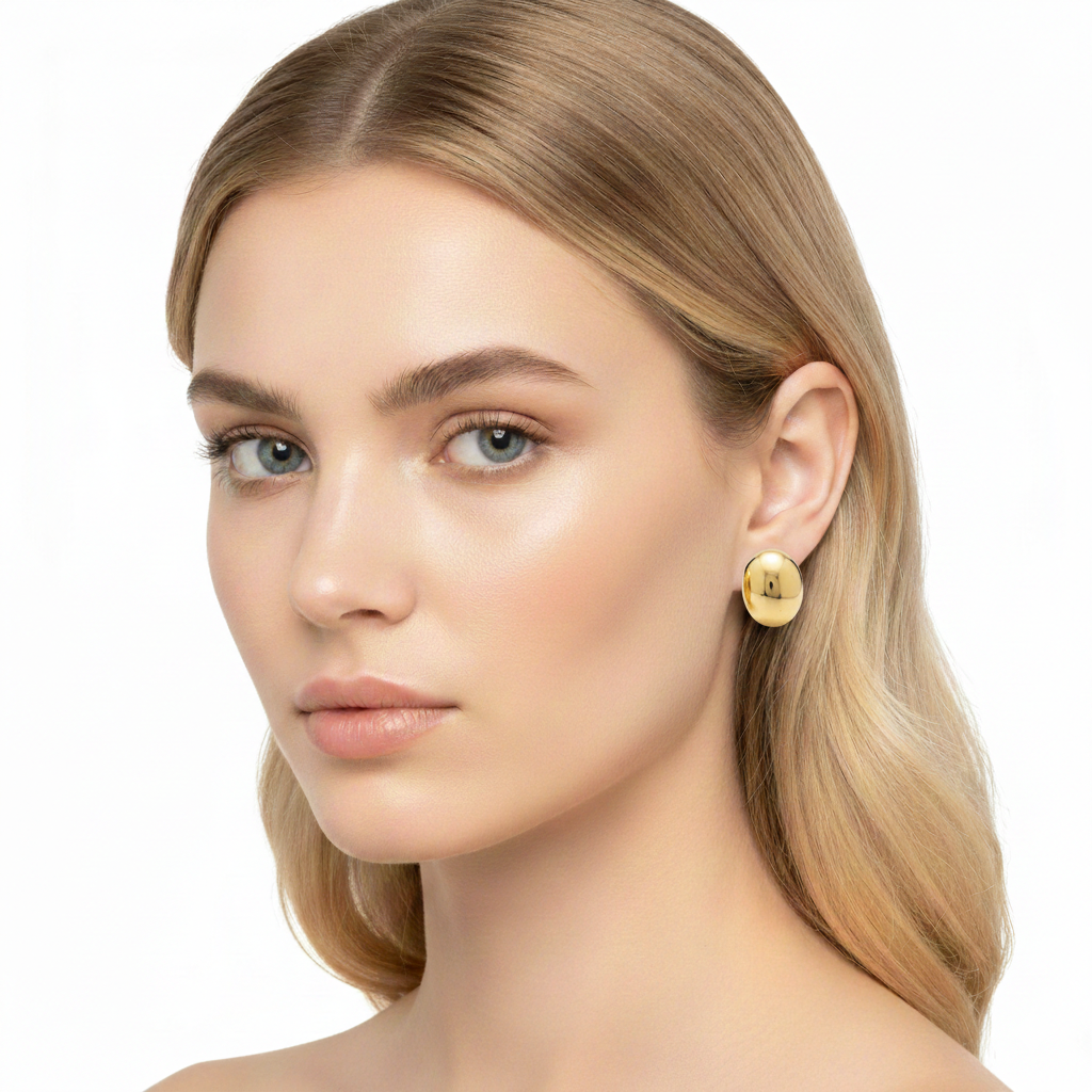 Golden Dome Stud Earrings – Stainless Steel
