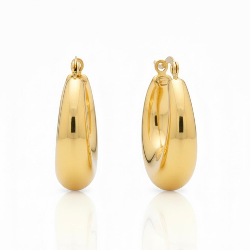 Golden Crescent Hoop Earrings – Stainless Steel