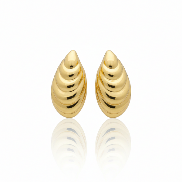 Golden Spiral Leaf Stud Earrings – Stainless Steel