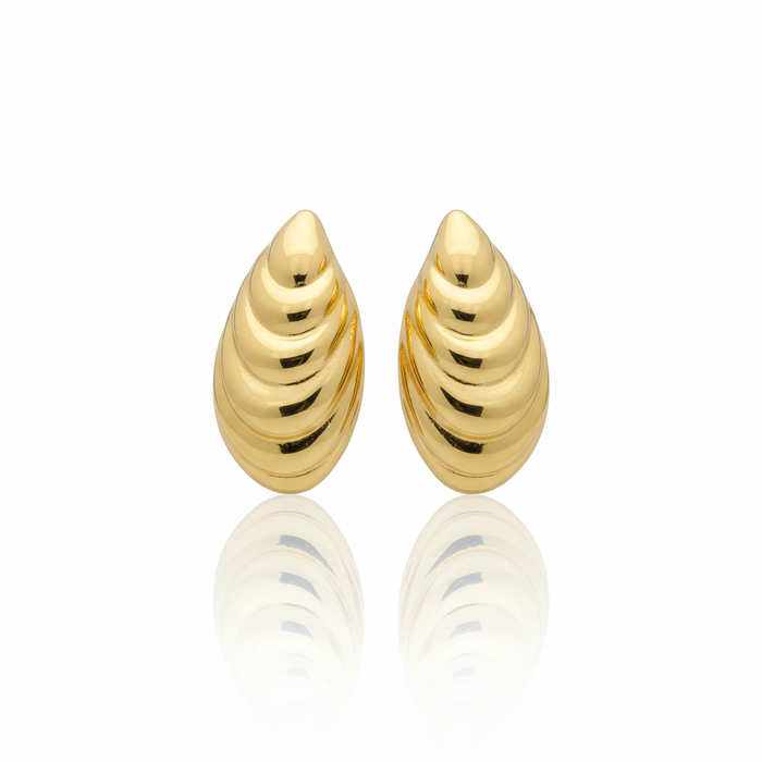 Golden Spiral Leaf Stud Earrings