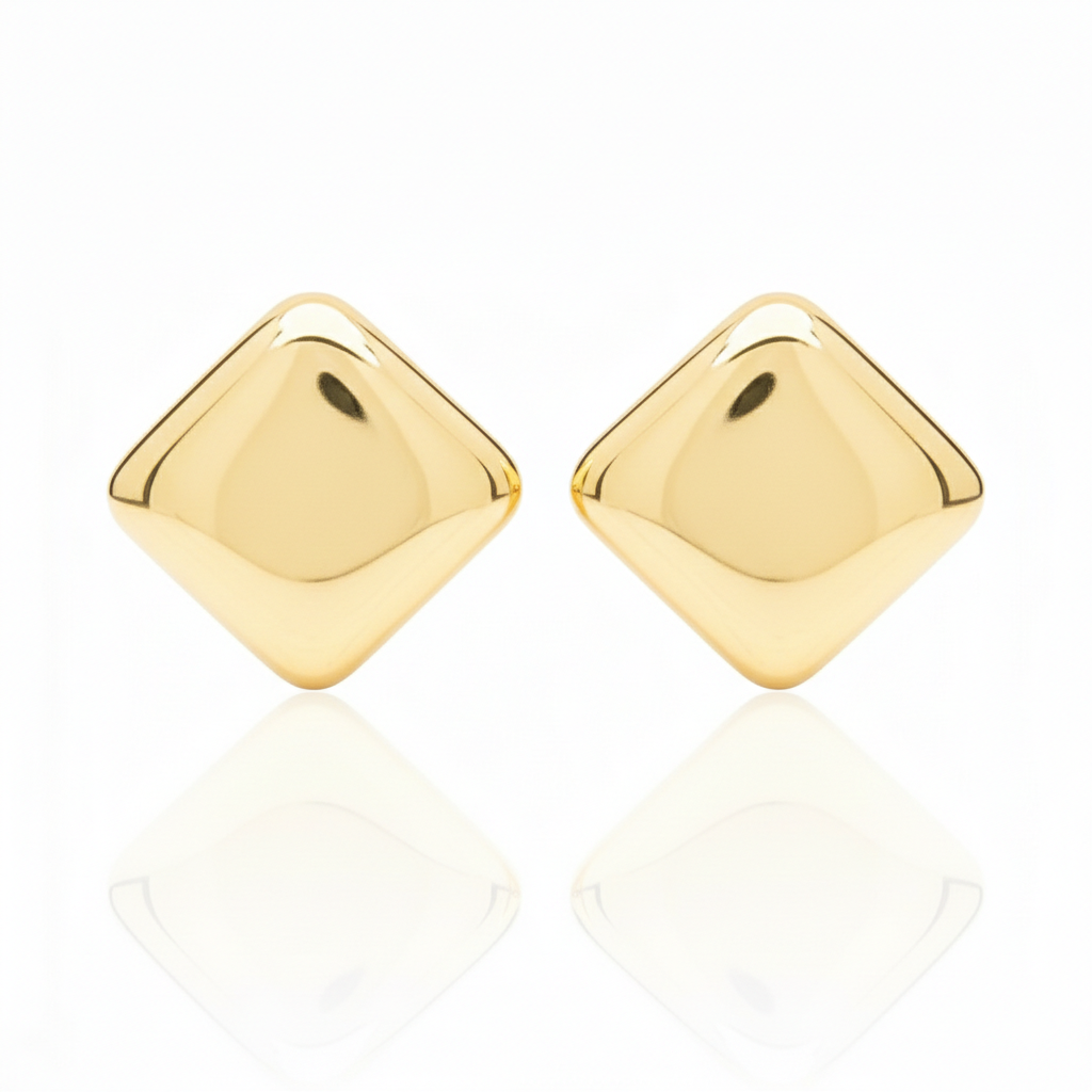 Bold Square Gold Earrings – Sleek &amp; Modern Elegance