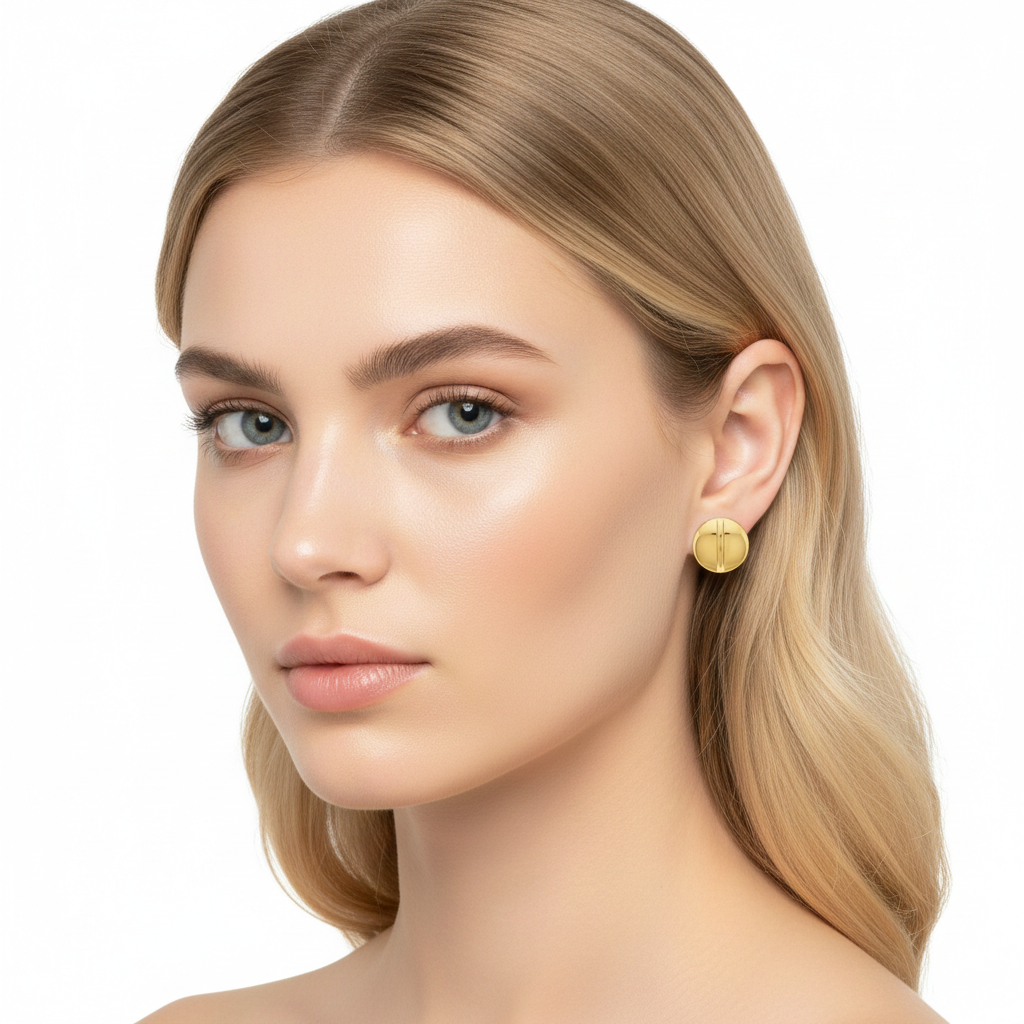 Golden Minimalist Disc Stud Earrings – Stainless Steel