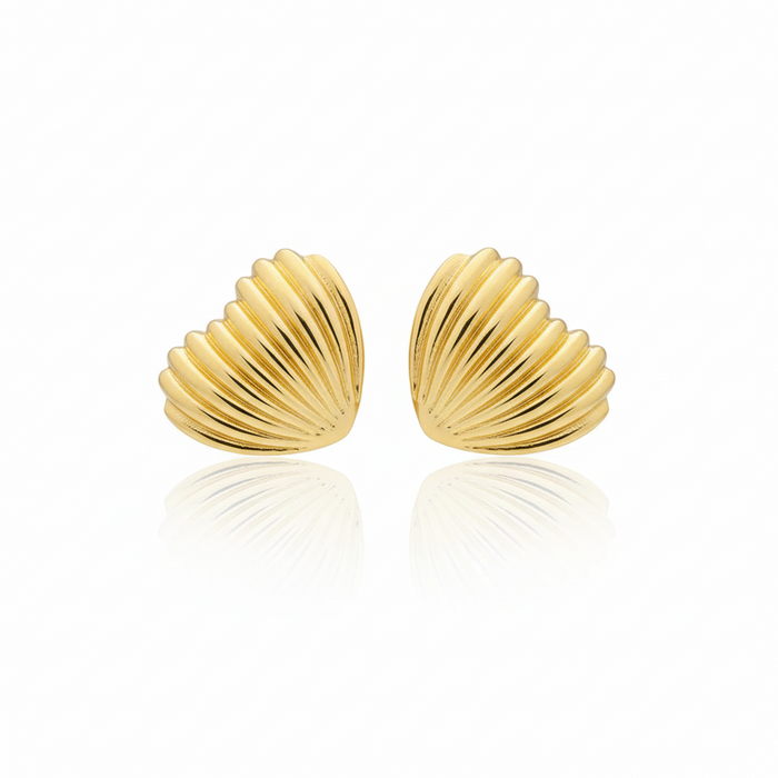 Golden Textured Heart Stud Earrings
