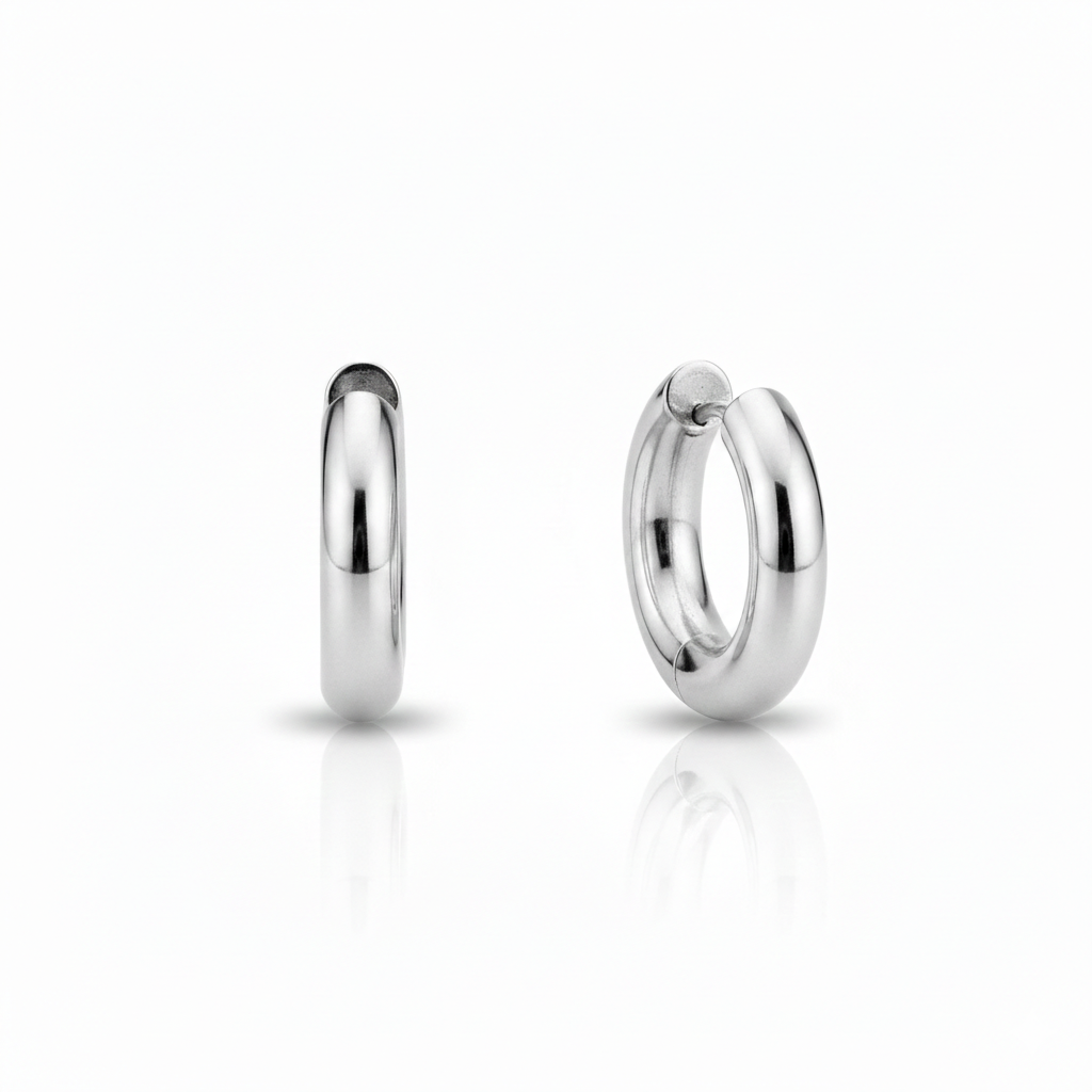 Silver Chunky Hoop Earrings – Stainless Steel