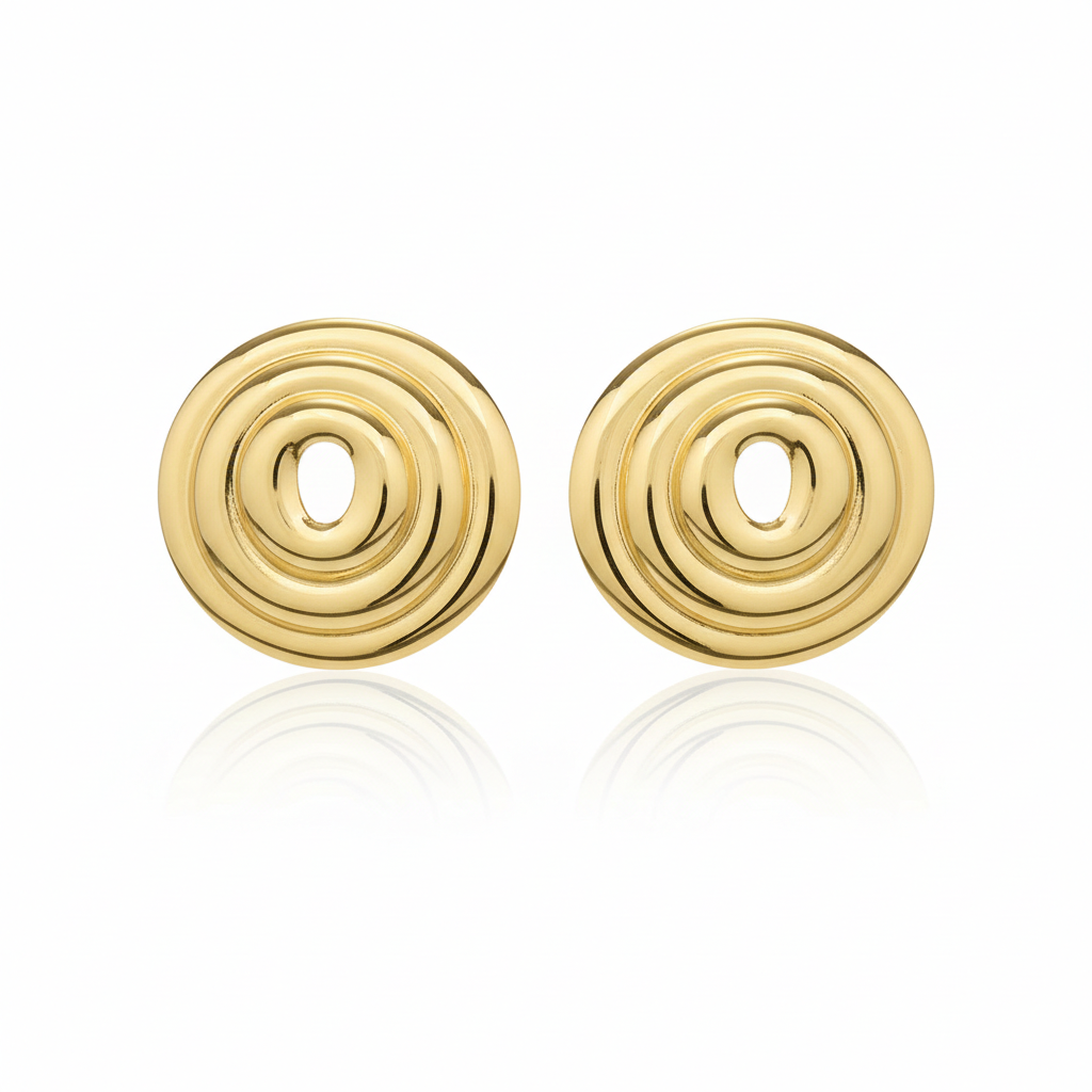 Golden Ripple Stud Earrings – Stainless Steel
