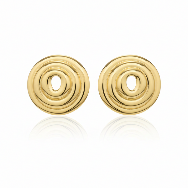 Golden Ripple Stud Earrings – Stainless Steel
