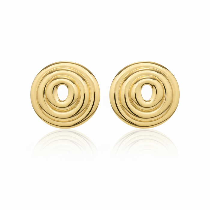 Golden Ripple Stud Earrings
