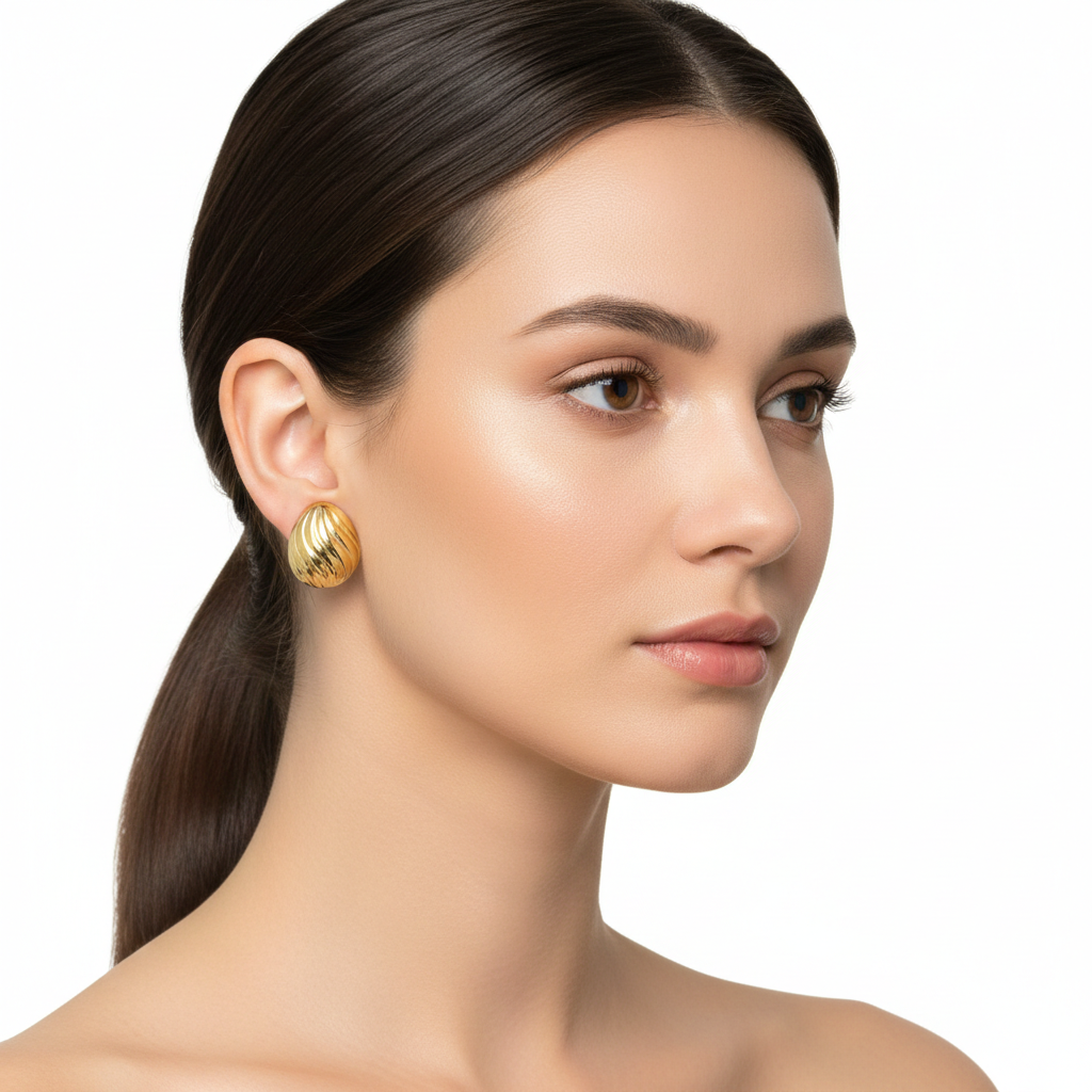 Golden Teardrop Swirl Earrings – Stainless Steel