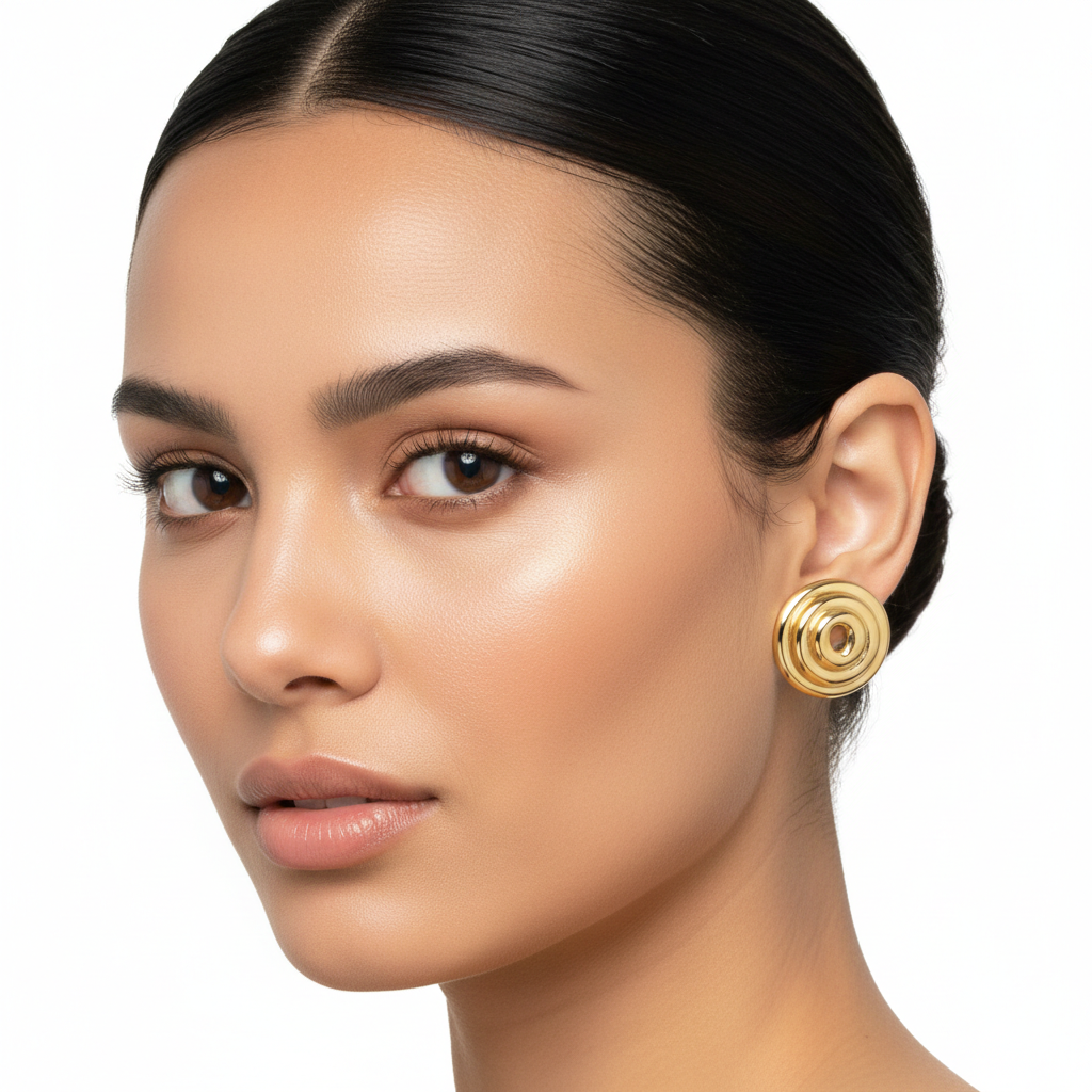 Golden Ripple Stud Earrings – Stainless Steel