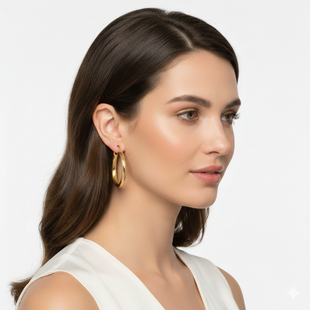 Twisted Gold Hoop Earrings – Elegant Stainless Steel Design