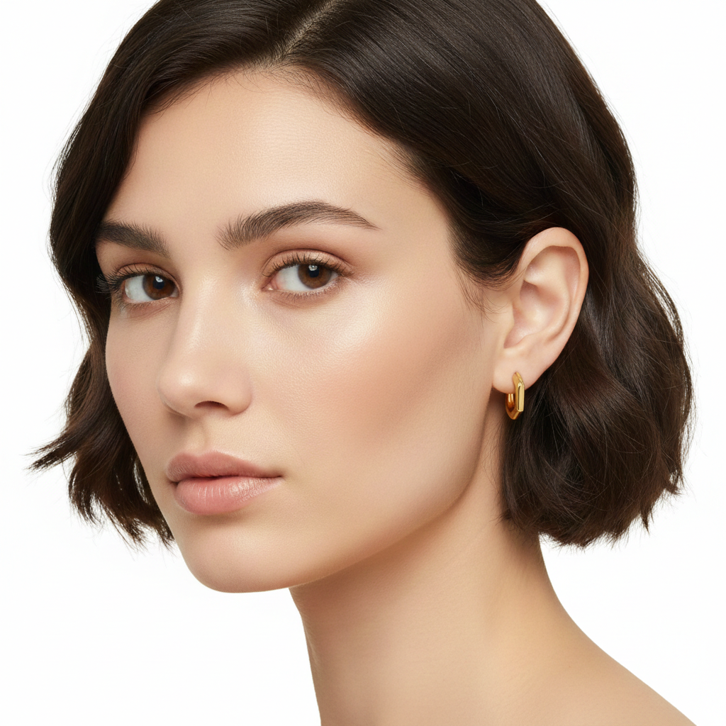 Modern Geometric Hoop Earrings – Gold Stainless Steel