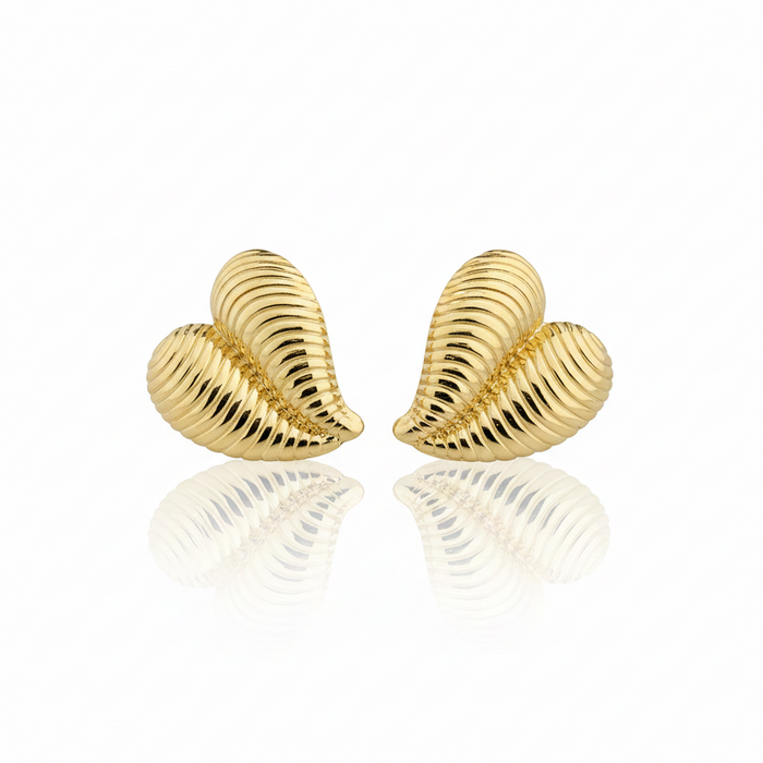 Golden Heart Seashell Stud Earrings