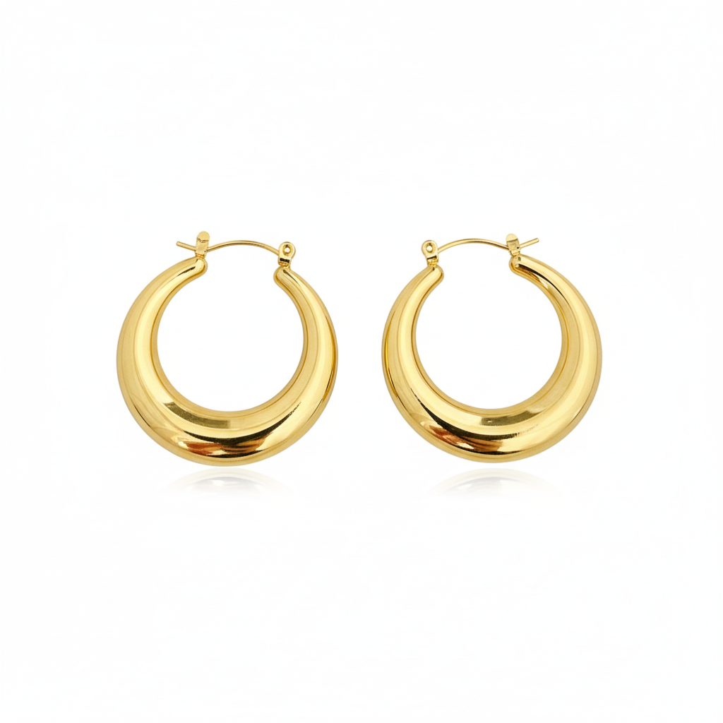 Classic Bold Hoop Earrings – Gold Stainless Steel