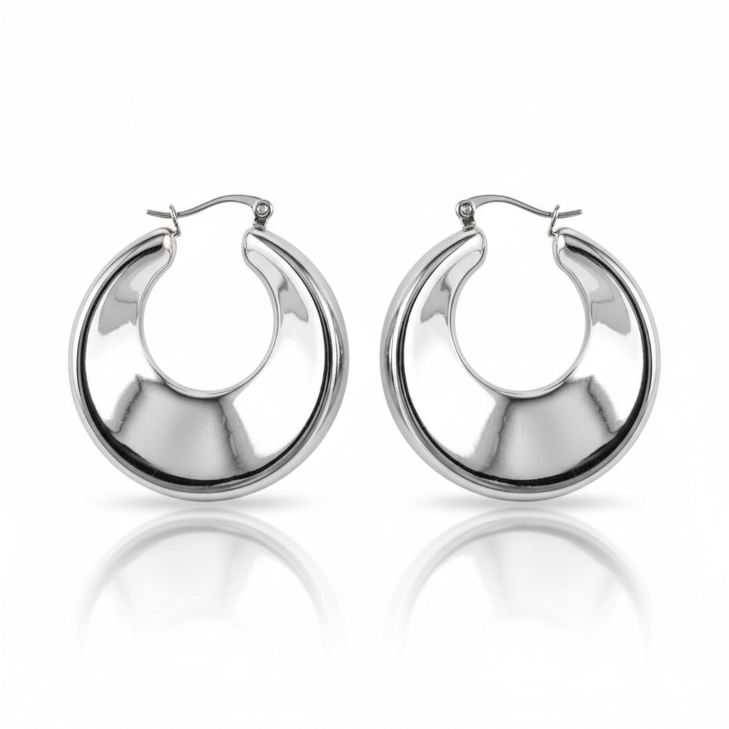 Silver Bold Hoop Earrings – Stainless Steel