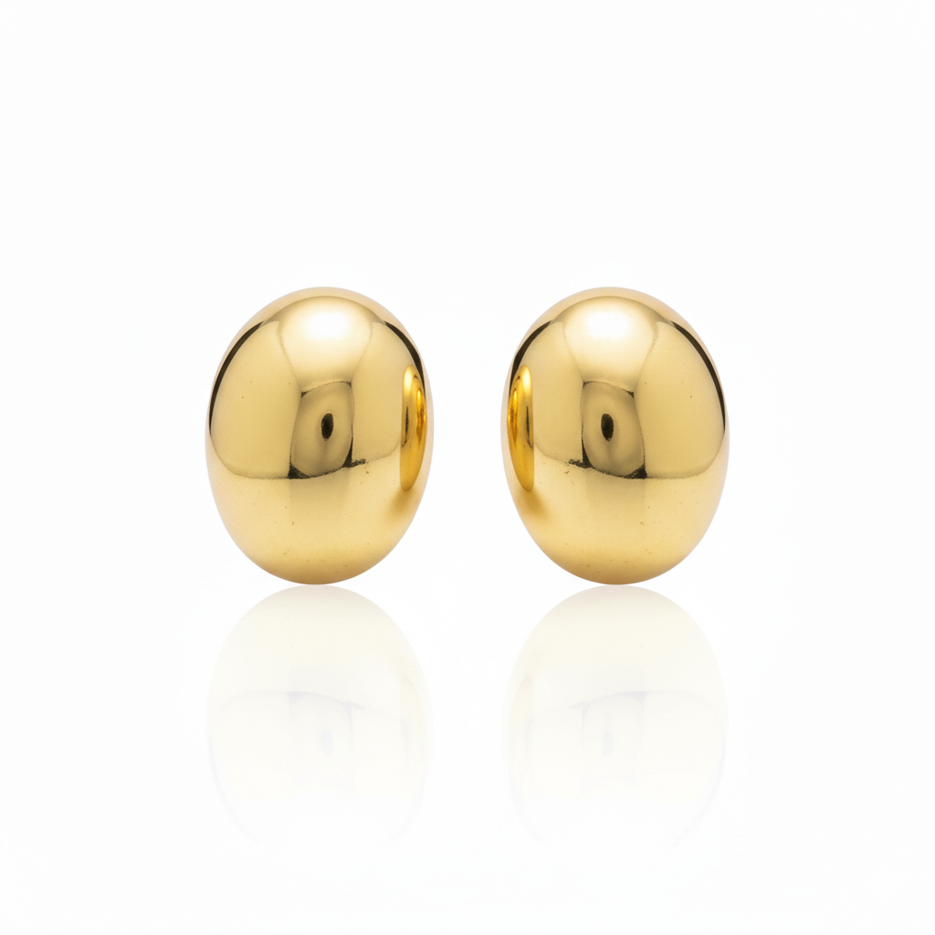 Golden Dome Stud Earrings – Stainless Steel