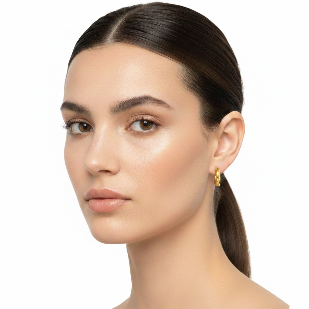 Golden Chunky Hoop Earrings – Stainless Steel