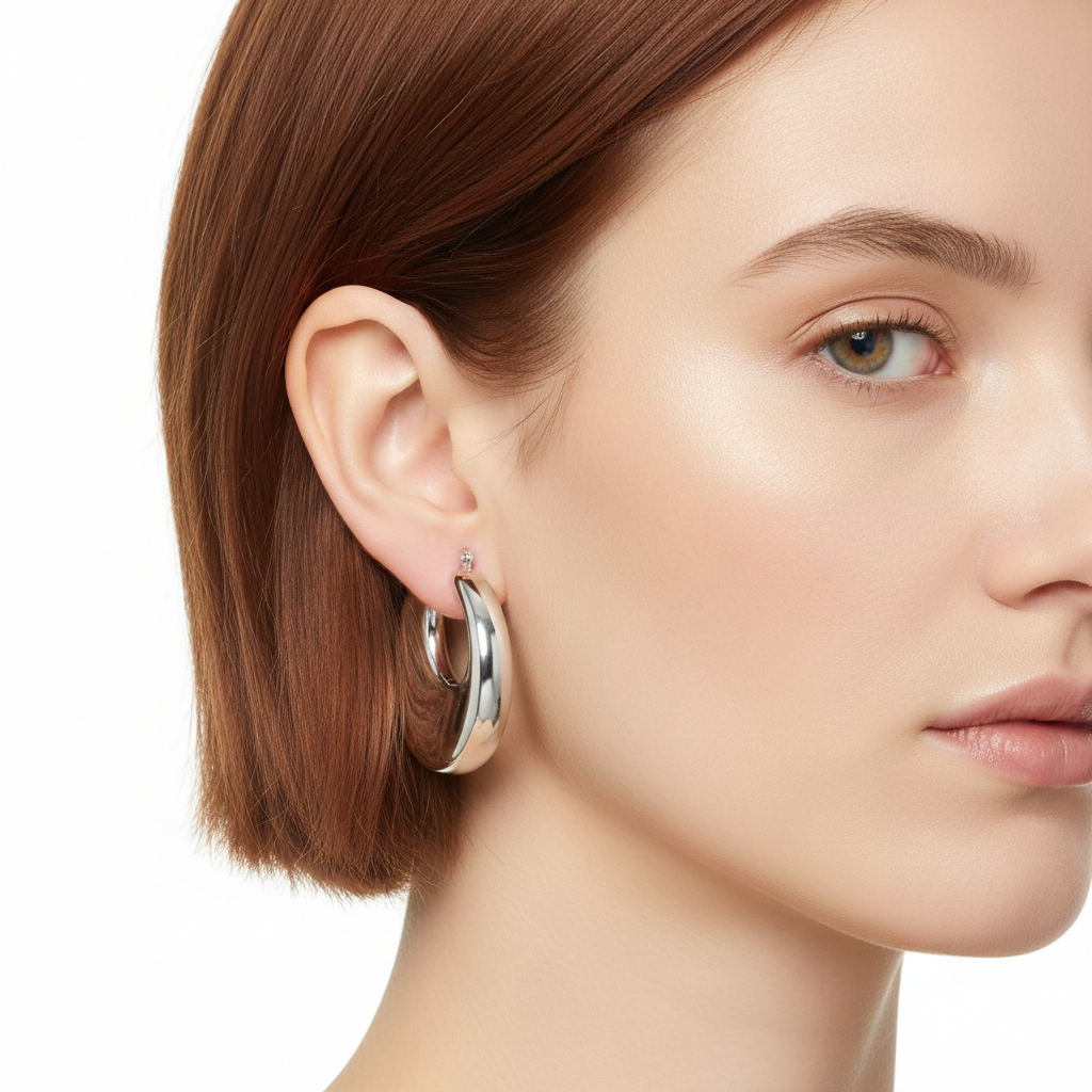 Silver Bold Hoop Earrings – Stainless Steel