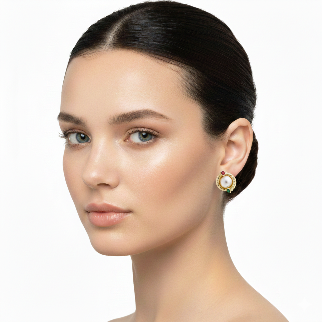 Golden Twist Pearl Stud Earrings – Stainless Steel