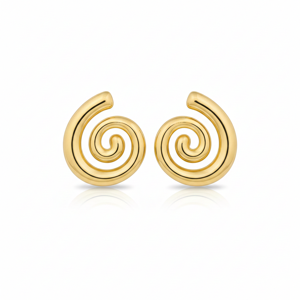 Golden Spiral Stud Earrings – Stainless Steel