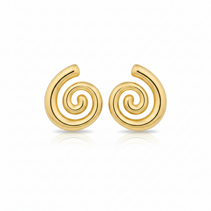 Golden Spiral Stud Earrings
