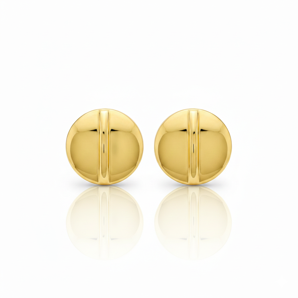 Golden Minimalist Disc Stud Earrings – Stainless Steel