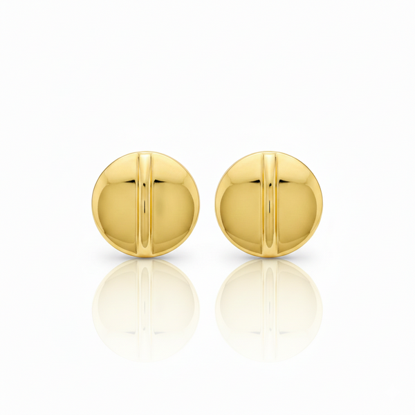 Golden Minimalist Disc Stud Earrings – Stainless Steel