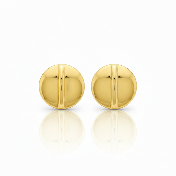 Golden Minimalist Disc Stud Earrings