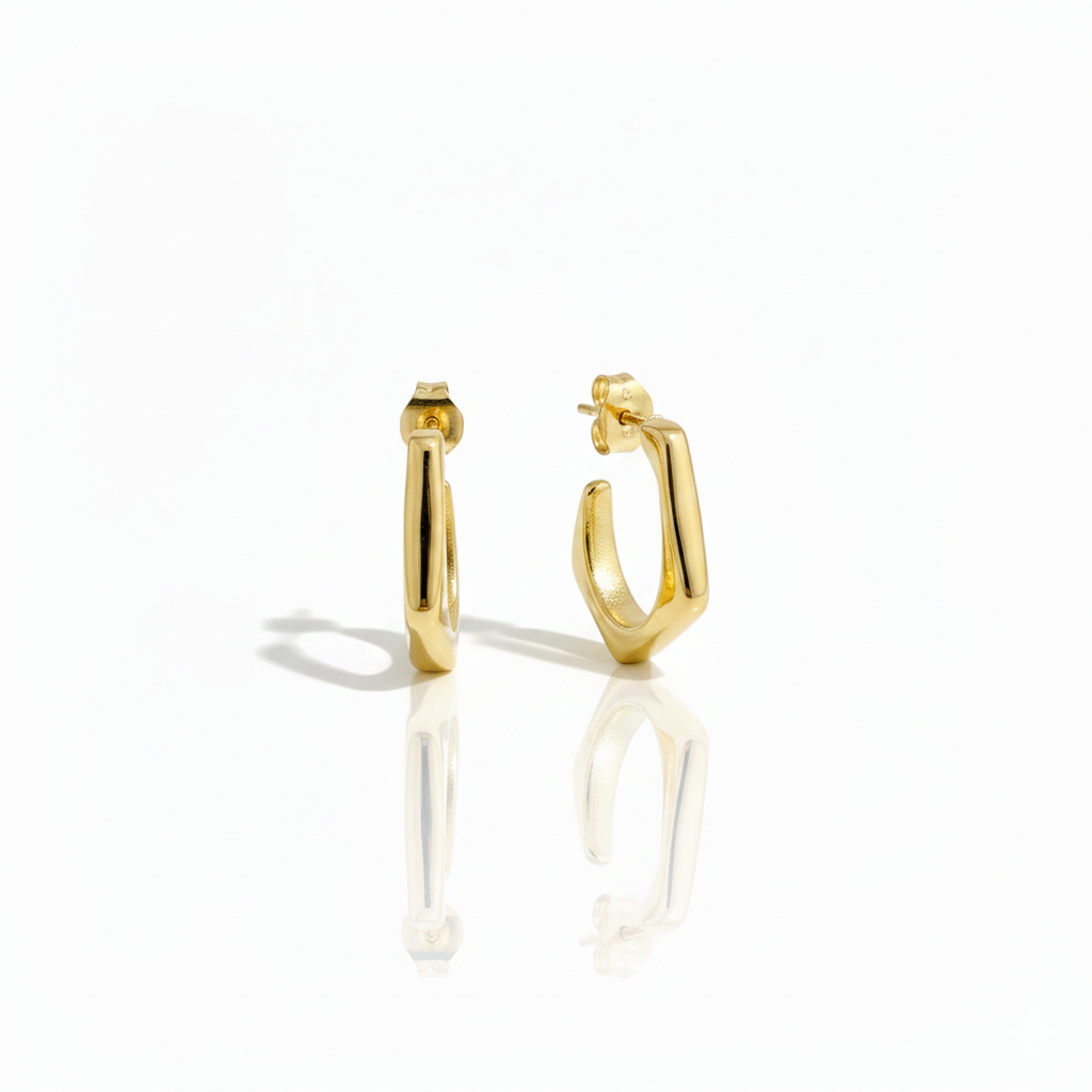 Modern Geometric Hoop Earrings – Gold Stainless Steel