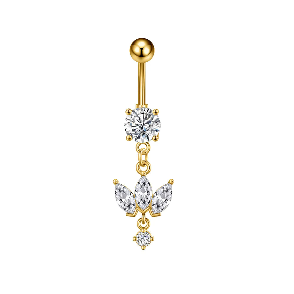 Lotus Blossom Dangle Belly Ring – Modern Elegance