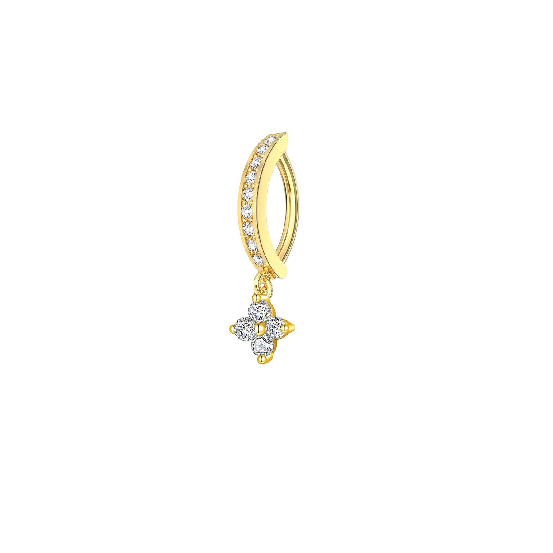 Crystal Clover Belly Hoop – Romantic Elegance