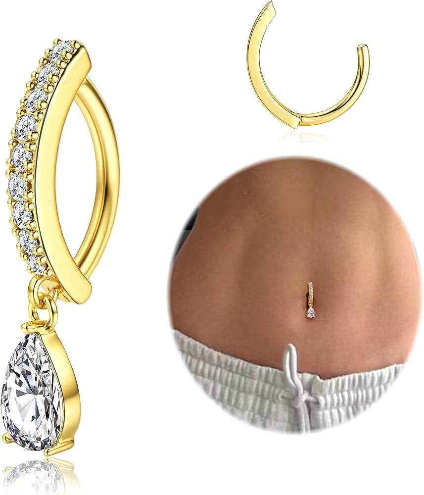 Crystal Teardrop Belly Hoop – Romantic Elegance