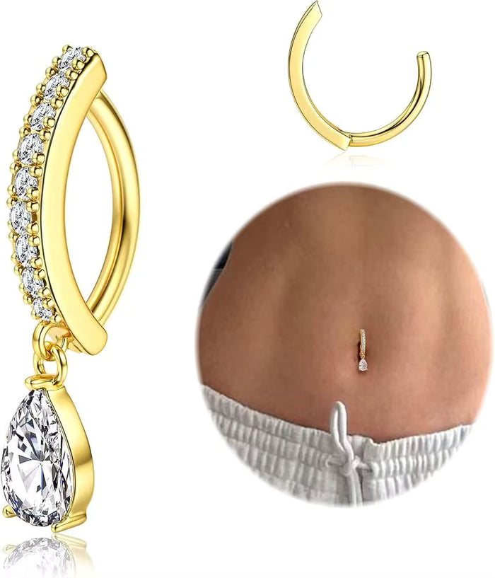 Crystal Teardrop Belly Hoop