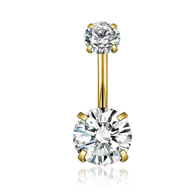 Classic Double Crystal Belly Ring – Modern Elegance