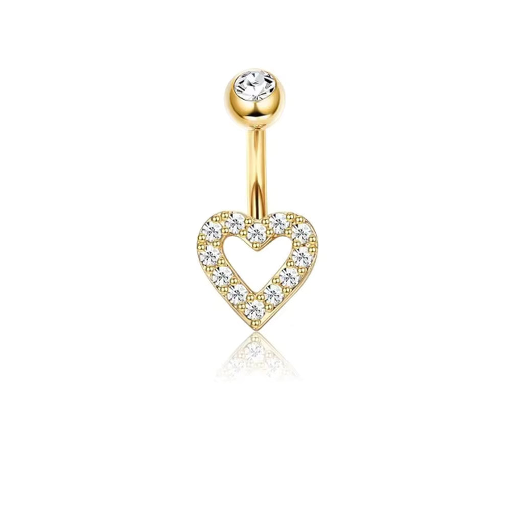 Crystal Open Heart Belly Ring – Romantic Elegance