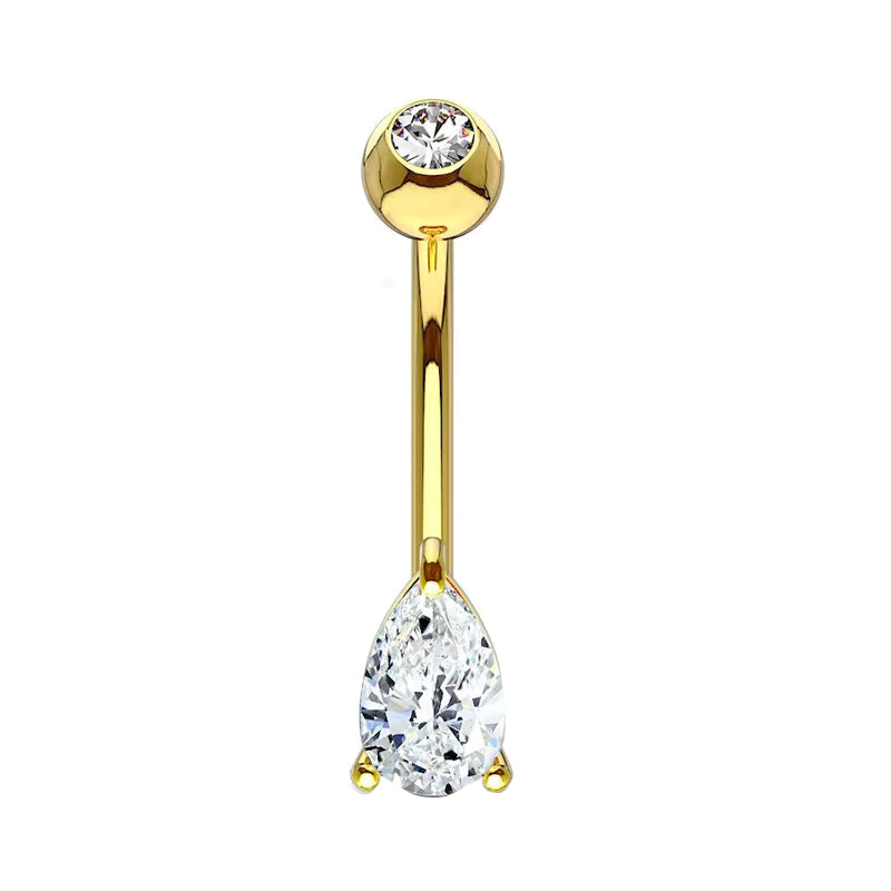 Teardrop Crystal Belly Ring – Modern Elegance