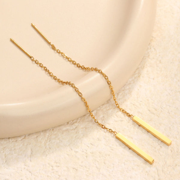 Minimalist Gold Threader Bar Earrings