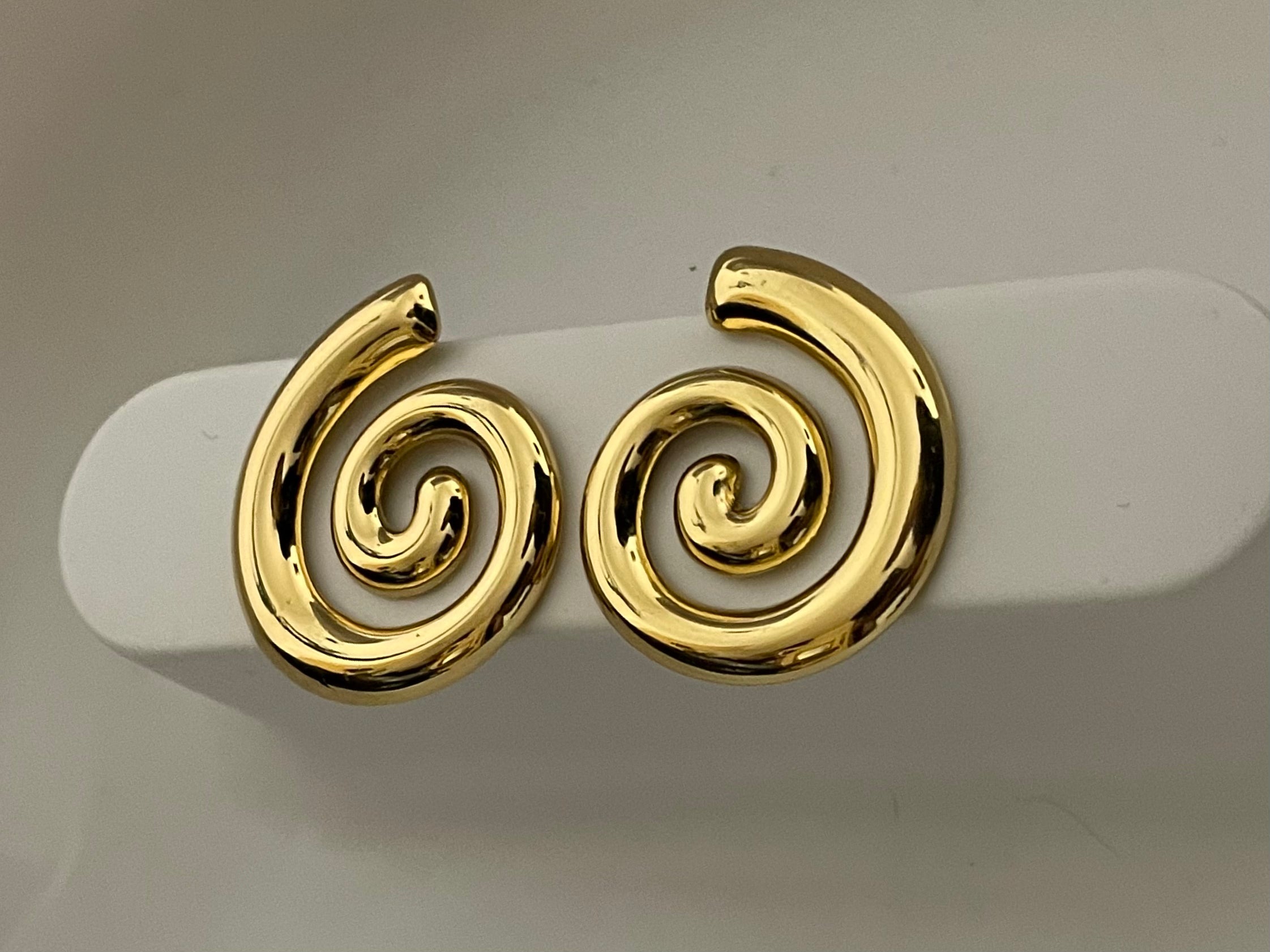 Golden Spiral Stud Earrings – Stainless Steel