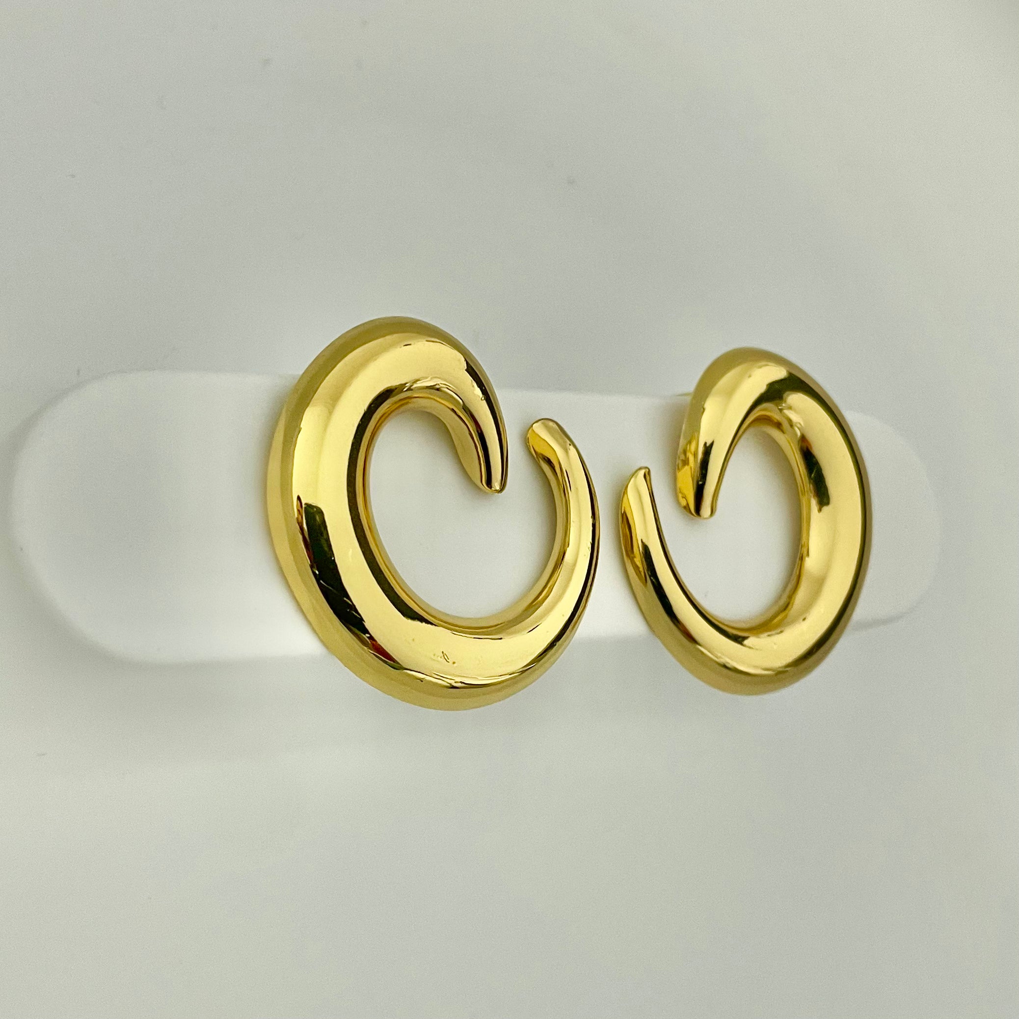 Bold Crescent Hoop Earrings – Stainless Steel