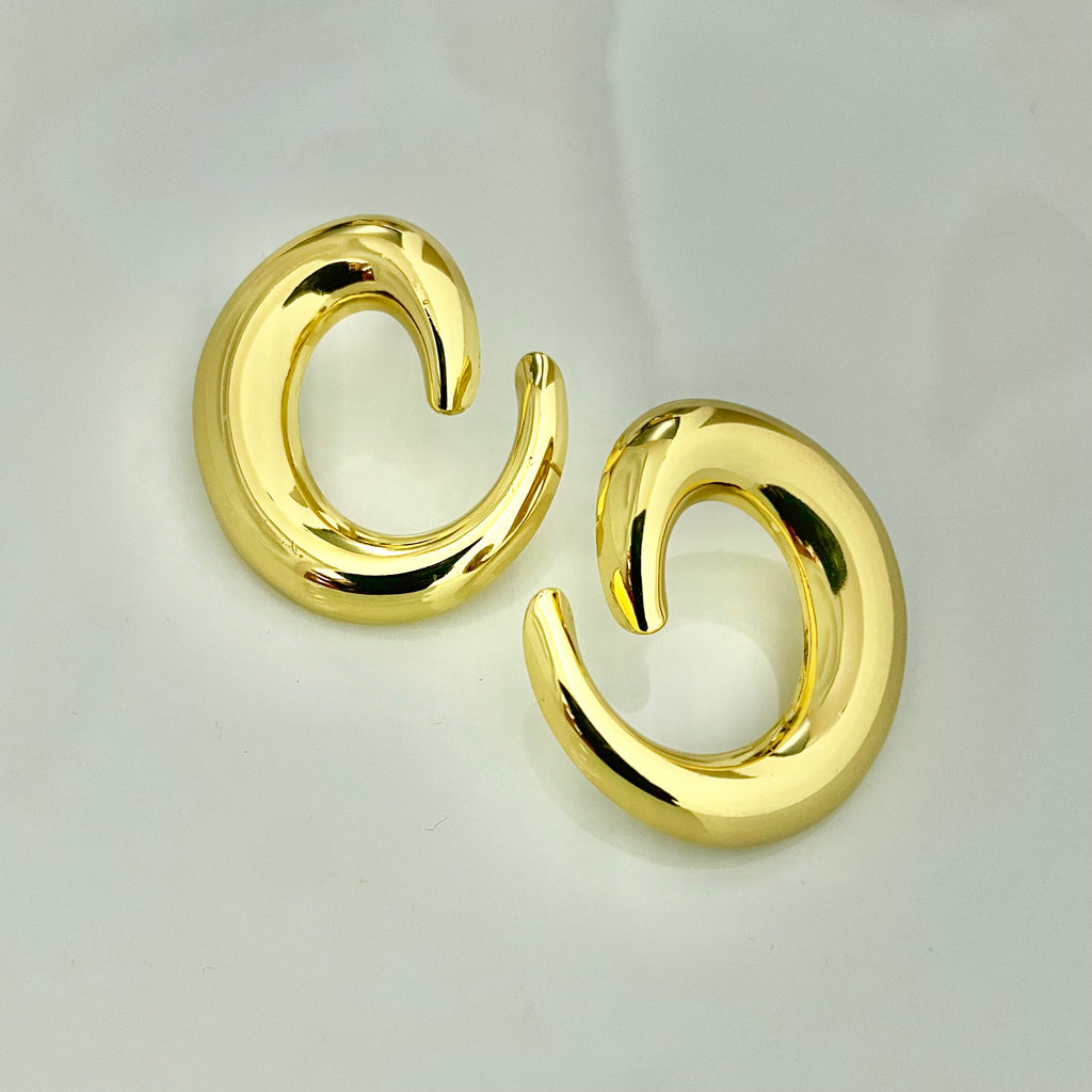 Bold Crescent Hoop Earrings – Stainless Steel