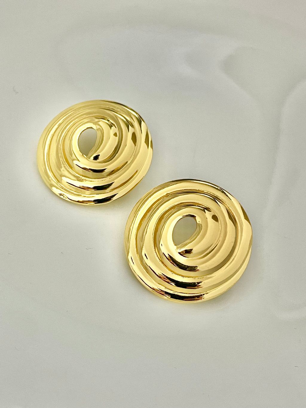Golden Ripple Stud Earrings – Stainless Steel