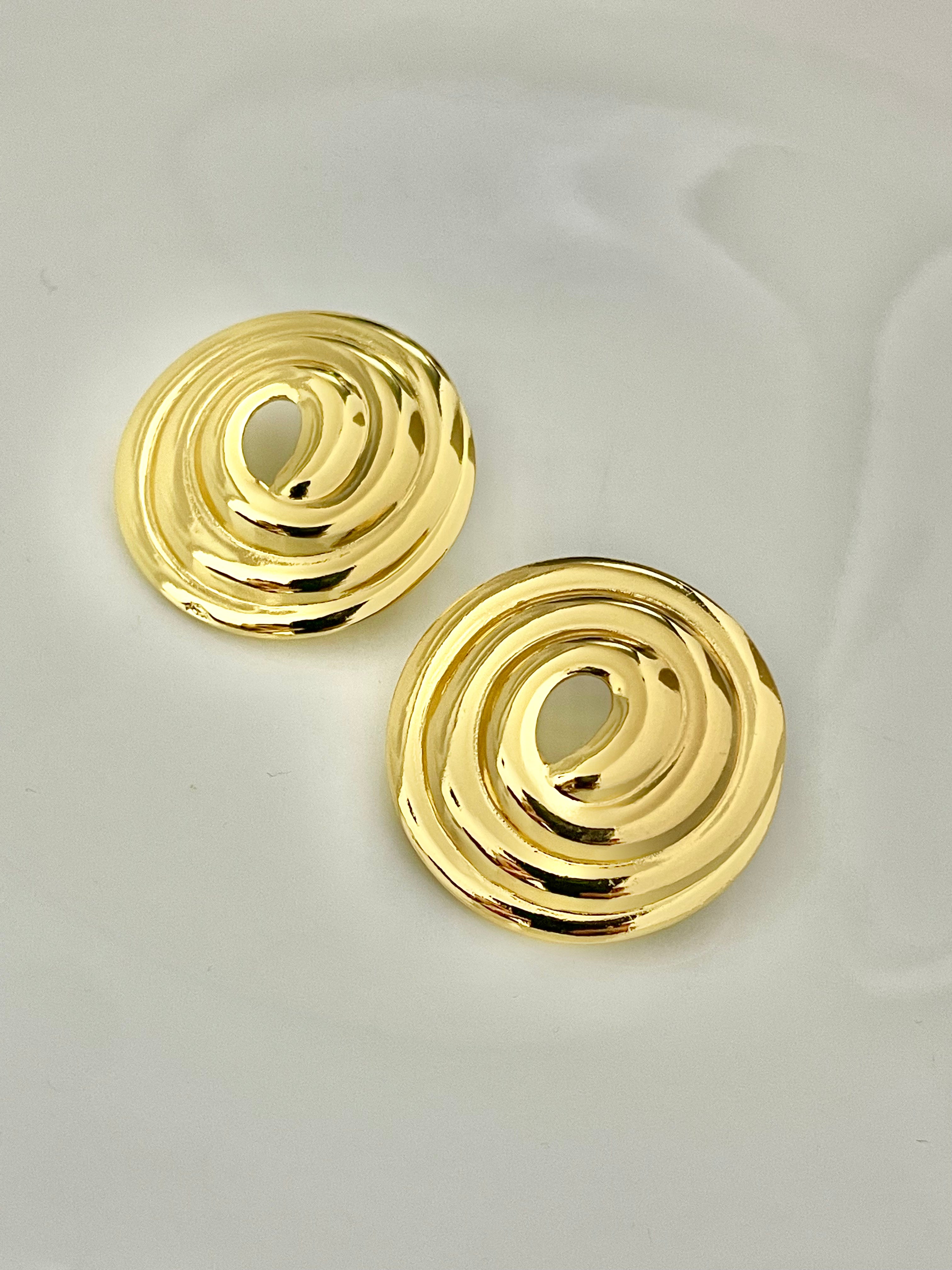 Golden Ripple Stud Earrings – Stainless Steel